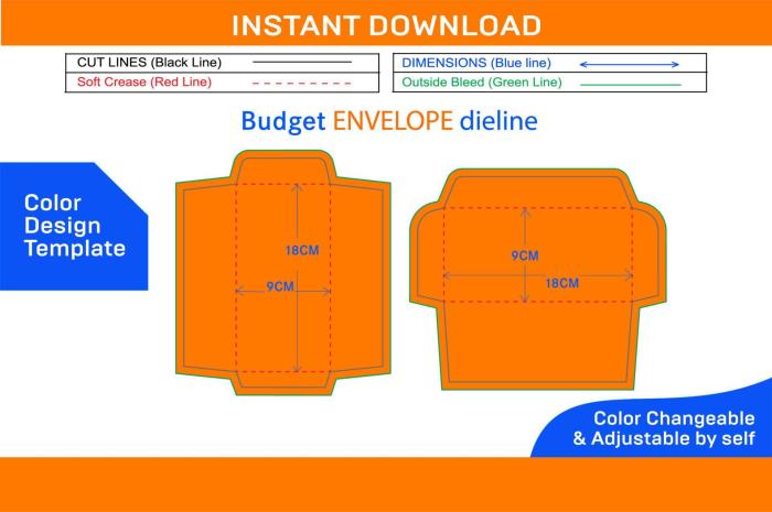 Budget Envelope, vertical and horizontal style budget envelope dieline .<div class=
